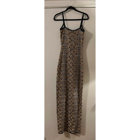 NWT $2,970 Balmain Python Jacquard Glittered Maxi Dress Brown Size US 6 - Picture 7 of 9